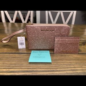 Michael Kors rosegold wristlet & card holder